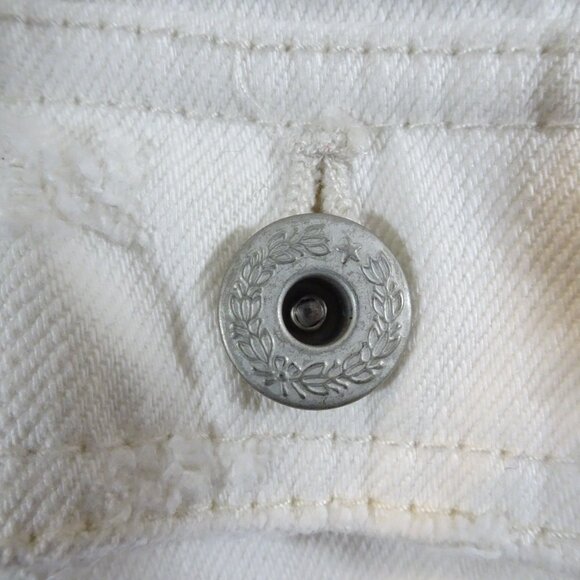 Free People White Hooded Denim Jacket Size XS Knit Sleeves Casual - Picture 4 of 8